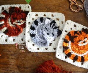Aprende este bello Diseño de Cuadrado con gatitos a Crochet